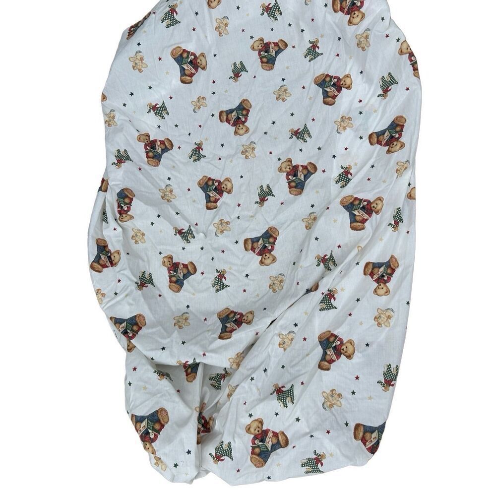 Springmaid bears blue jean teddy‎ replacement fitted crib sheet rn#15532